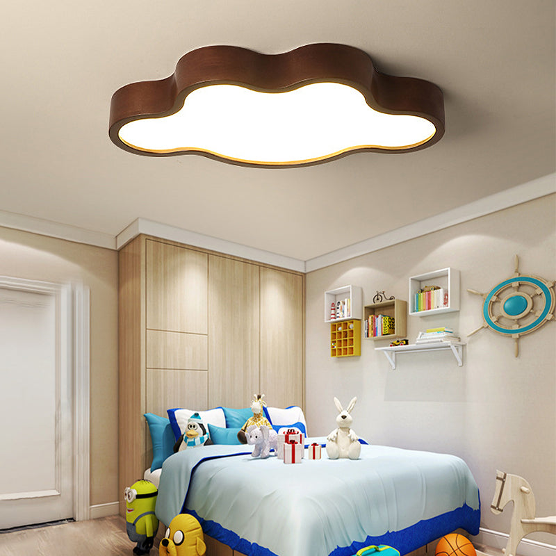 Modern Dark Brown Cloud Ceiling Lamp With Led Acrylic Flush Mount Lighting - 19.5’/25’ Width