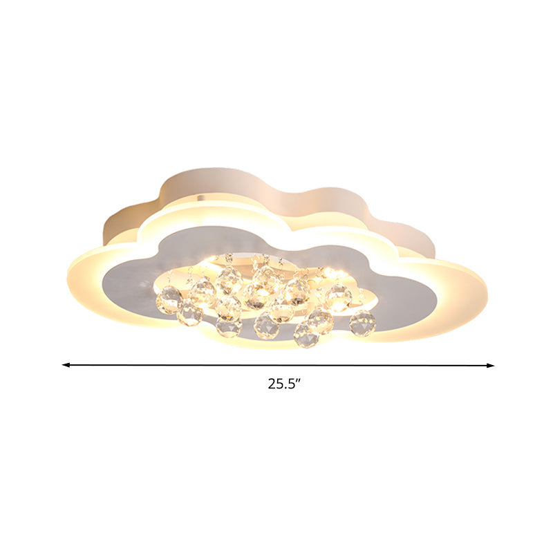 White Led Crystal Cloud Ceiling Lamp - Warm/White Light Minimalist Design 21.5’/25.5’ Wide