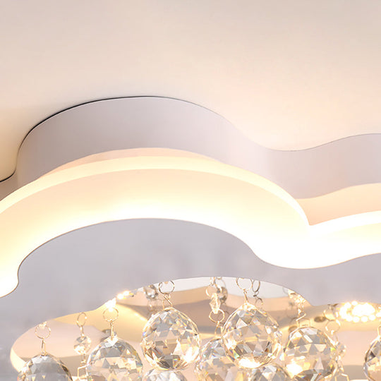 White Led Crystal Cloud Ceiling Lamp - Warm/White Light Minimalist Design 21.5’/25.5’ Wide