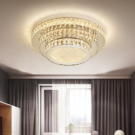 Modern White Led Flush Light Fixture - 18/21.5 Three-Tiered Design / 18 Warm