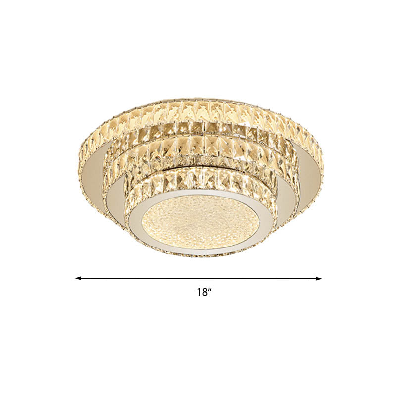 Modern White Led Flush Light Fixture - 18’/21.5’ Three - Tiered Design