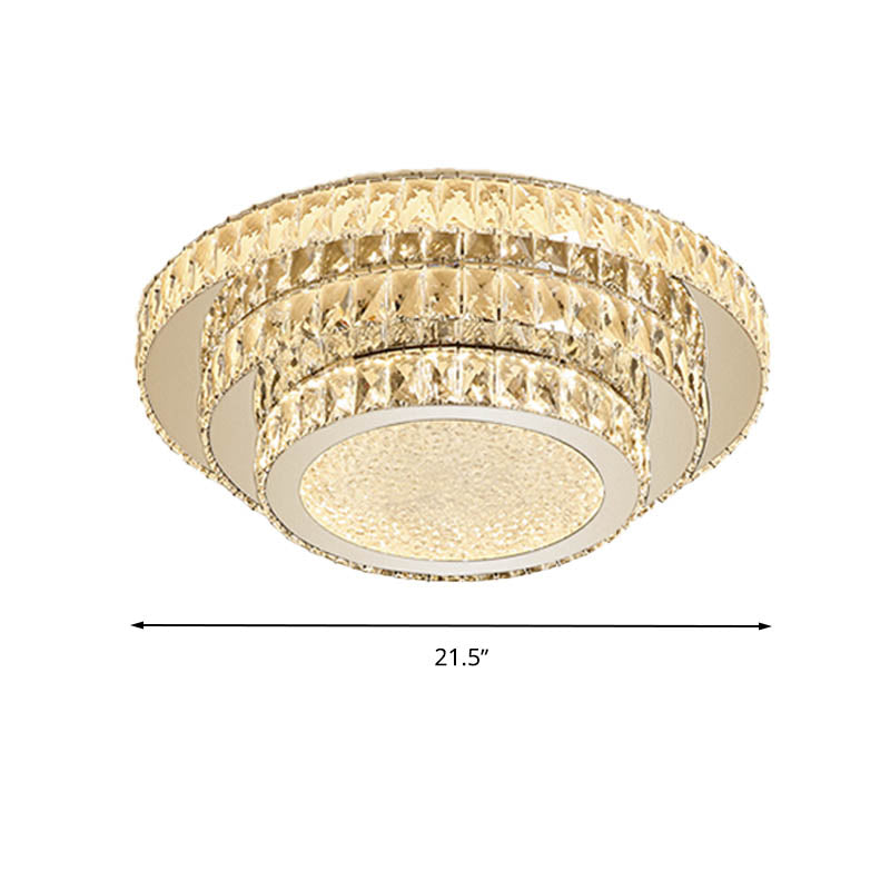 Modern White Led Flush Light Fixture - 18’/21.5’ Three - Tiered Design