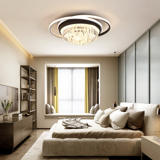 Simple Crystal Led Circular Living Room Flush Light -18/23.5/31.5 W White Light/Remote Control