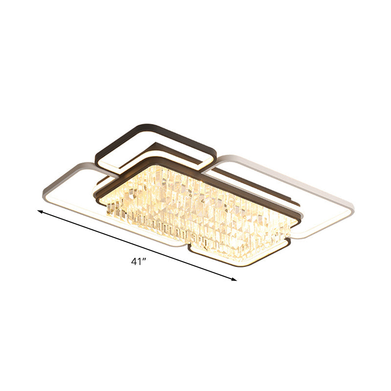 35.5’/41’ W Geometric Flush Mount Crystal Led Living Room Light - Black & White Stepless