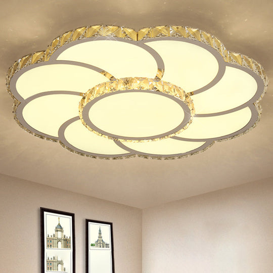 Modern Crystal Ceiling Lamp - Smart Led Flush Mount Light 18/24 Wide Warm/White White / 18 Warm