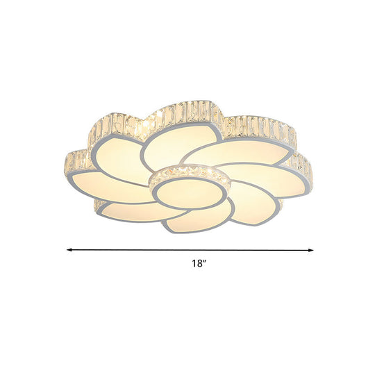 Modern Crystal Ceiling Lamp - Smart Led Flush Mount Light 18/24 Wide Warm/White