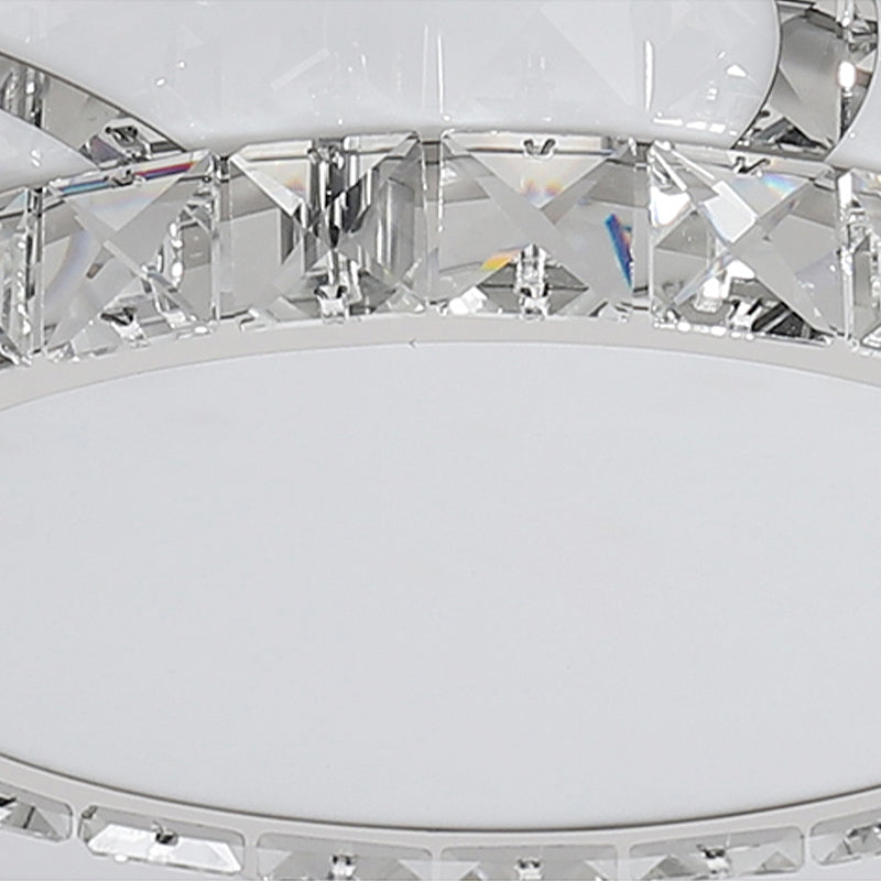 Modern Crystal Ceiling Lamp - Smart Led Flush Mount Light 18/24 Wide Warm/White