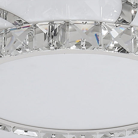 Modern Crystal Ceiling Lamp - Smart Led Flush Mount Light 18/24 Wide Warm/White