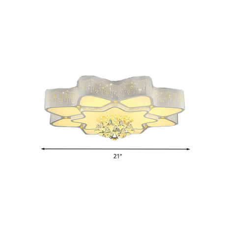Modern White Led Flower Crystal Ceiling Lamp 21/24.5/31.5 Flush Mount For Living Room