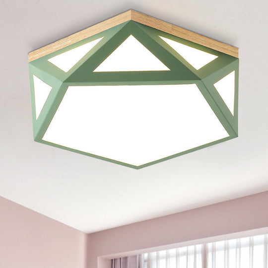 Geometric Acrylic Led Flush Light With Multiple Sizes And Color Options For Bedroom Ceiling -