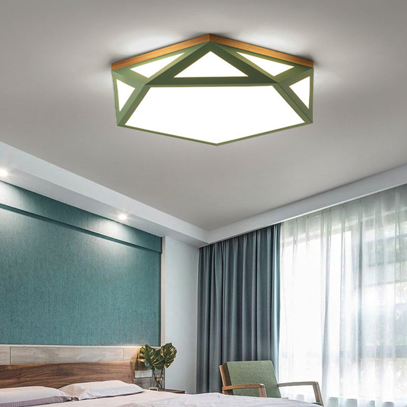 Geometric Acrylic Led Flush Light With Multiple Sizes And Color Options For Bedroom Ceiling -