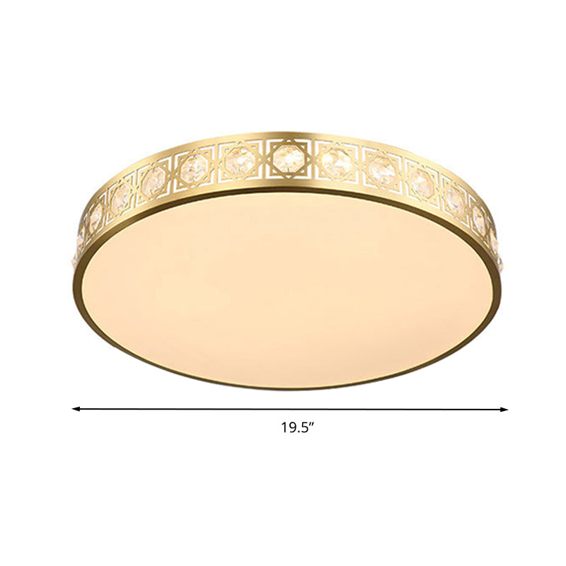 Modern Led Flush Mount Crystal Ceiling Lamp For Bedroom - 3 Sizes Available