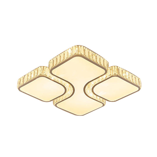 Contemporary Geometric Crystal Block Ceiling Light - Led Flush Mount 16’/16.5’/35.5’ W