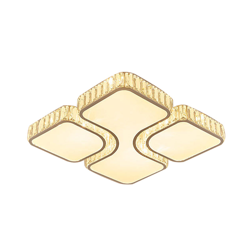 Contemporary Geometric Crystal Block Ceiling Light - Led Flush Mount 16/16.5/35.5 W White/3 Color