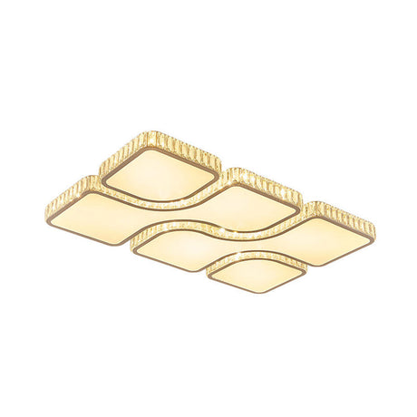 Contemporary Geometric Crystal Block Ceiling Light - Led Flush Mount 16/16.5/35.5 W White/3 Color