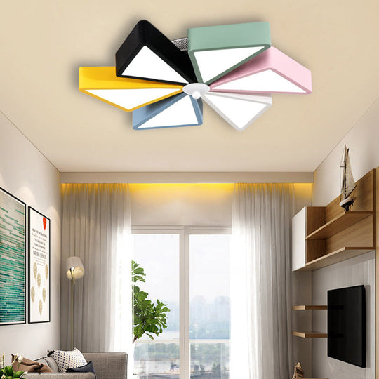 19.5’/23.5’ Modern Acrylic Led Flushmount Light - Windmill Design Blue & Pink Ceiling Lighting