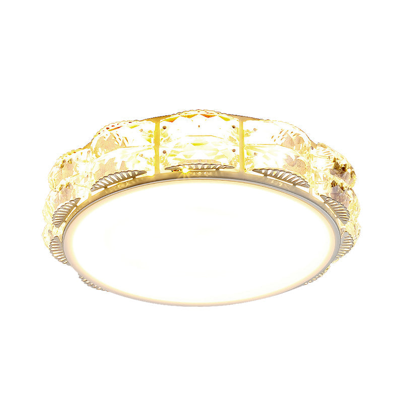 Modern Led Crystal Flush Mount Spotlight In Black/White - Round/Square Corridor Lighting