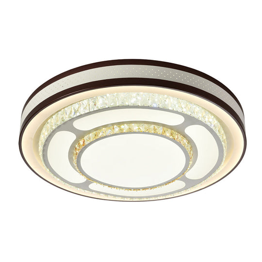 Modern Crystal Led Flush Mount Ceiling Light In White - 19.5’/31.5’ Diameter
