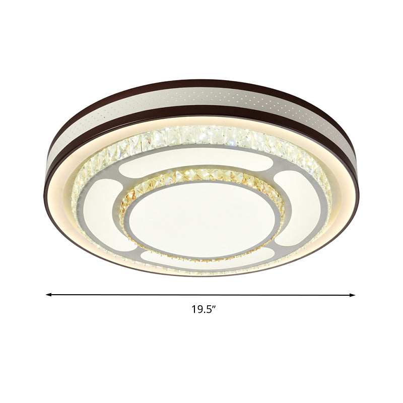 Modern Crystal Led Flush Mount Ceiling Light In White - 19.5/31.5 Diameter