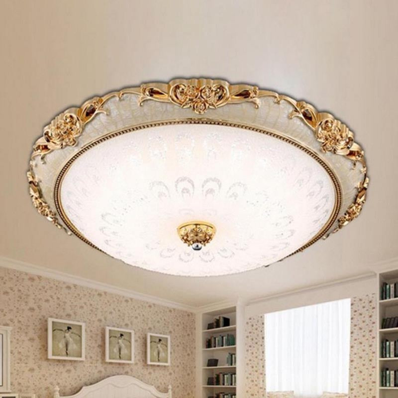 Dome Flush Mount Led Ceiling Light In Modern White Glass - 8’/12’/16’ Wide Gold/Silver Finish