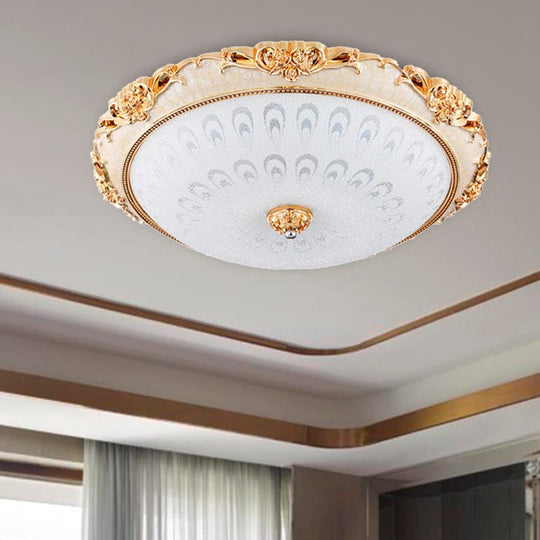 Dome Flush Mount Led Ceiling Light In Modern White Glass - 8’/12’/16’ Wide Gold/Silver Finish