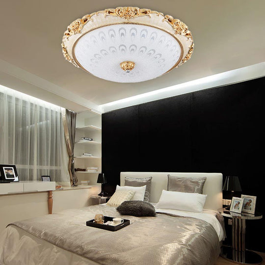 Dome Flush Mount Led Ceiling Light In Modern White Glass - 8’/12’/16’ Wide Gold/Silver Finish