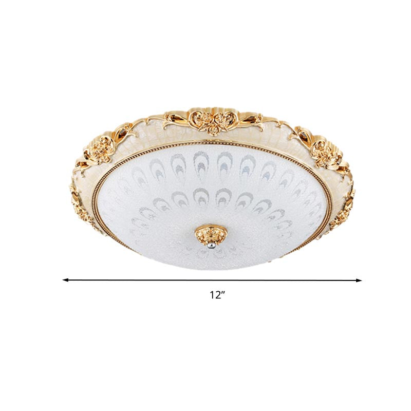 Dome Flush Mount Led Ceiling Light In Modern White Glass - 8’/12’/16’ Wide Gold/Silver Finish