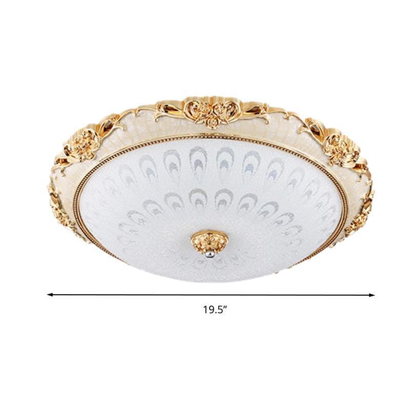 Dome Flush Mount Led Ceiling Light In Modern White Glass - 8’/12’/16’ Wide Gold/Silver Finish
