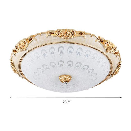Dome Flush Mount Led Ceiling Light In Modern White Glass - 8’/12’/16’ Wide Gold/Silver Finish