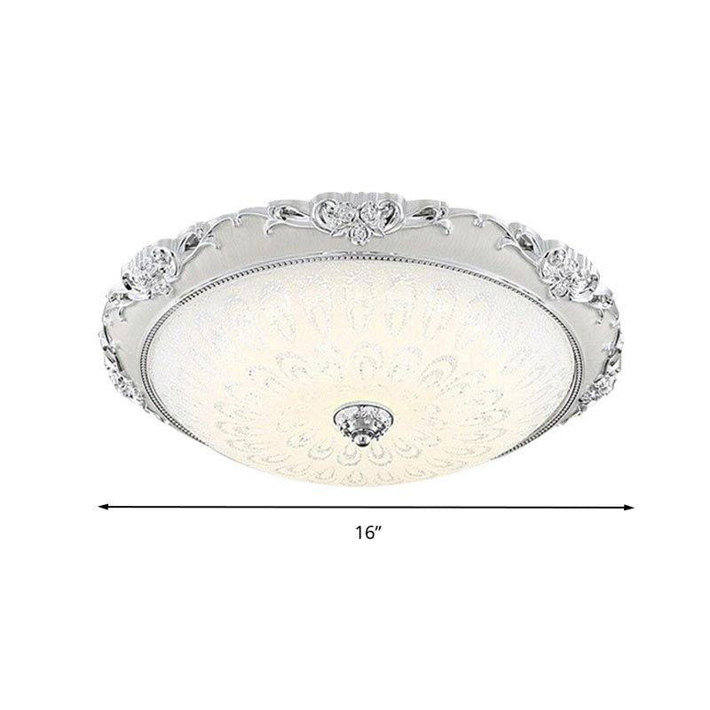 Dome Flush Mount Led Ceiling Light In Modern White Glass - 8’/12’/16’ Wide Gold/Silver Finish