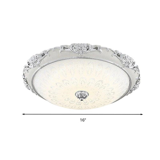 Dome Flush Mount Led Ceiling Light In Modern White Glass - 8’/12’/16’ Wide Gold/Silver Finish