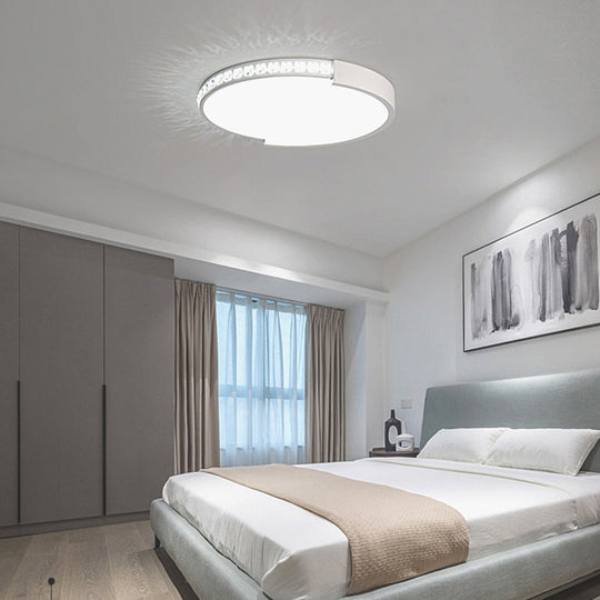 Simple White Led Flush Mount Crystal Lamp - 16.5’/20.5’/24.5’ Diameter / 16.5’