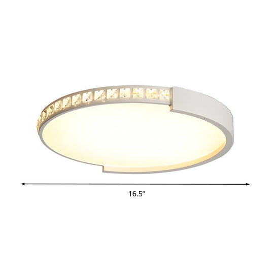 Simple White Led Flush Mount Crystal Lamp - 16.5’/20.5’/24.5’ Diameter