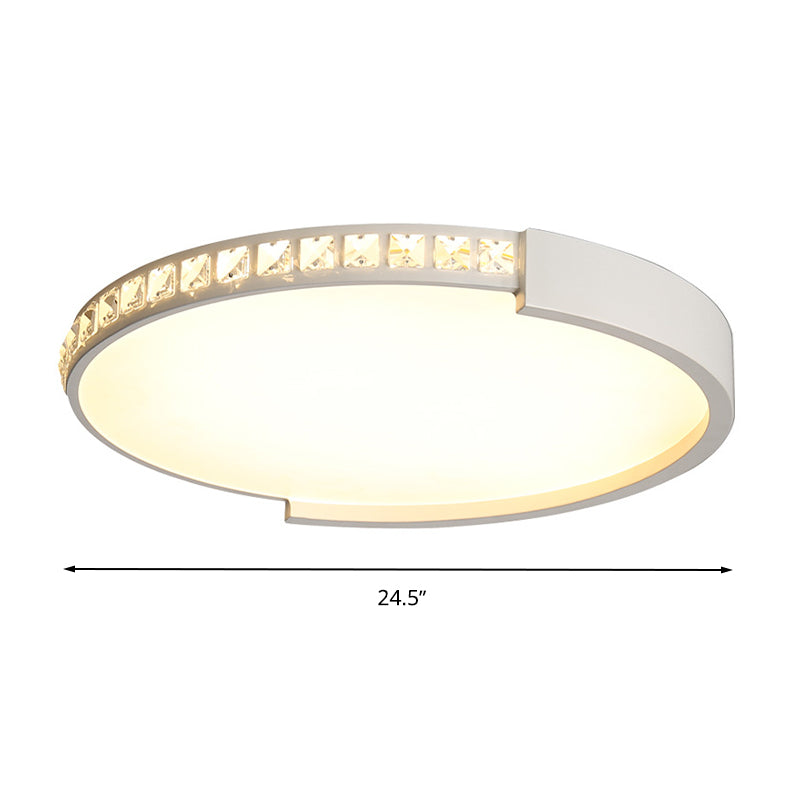 Simple White Led Flush Mount Crystal Lamp - 16.5/20.5/24.5 Diameter