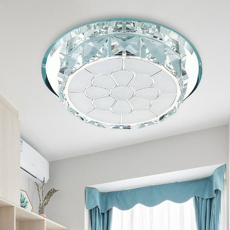 Led Crystal Ceiling Light - Elegant Chrome Floral Design In 3 Options Ideal For Corridors Recessed