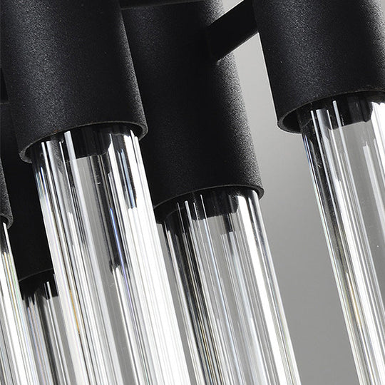 Modern Black Crystal Tube Sconce: 2-Light Wall Mounted Lamp For Living Room