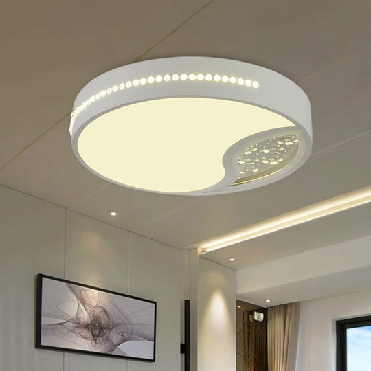 Minimalist Gray Drum Acrylic Led Ceiling Light For Bedroom - Flush Mount 19.5/31 Wide