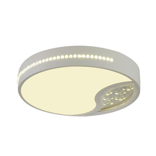 Minimalist Gray Drum Acrylic Led Ceiling Light For Bedroom - Flush Mount 19.5’/31’ Wide