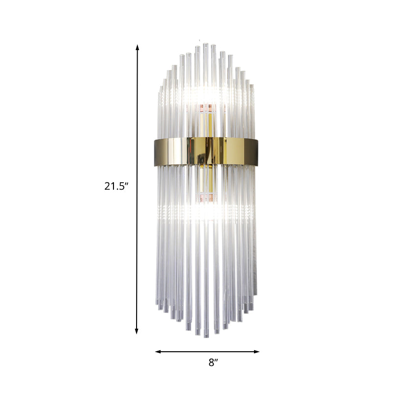 Modern Gold Crystal 2-Light Layered Wall Lamp - Stylish Sconce For Living Room