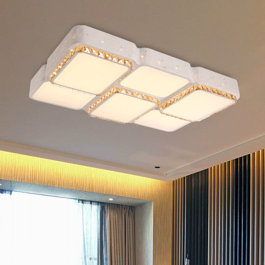 Modern K9 Crystal Led Ceiling Light - Flush Mount Acrylic Shade Remote Control Dimming