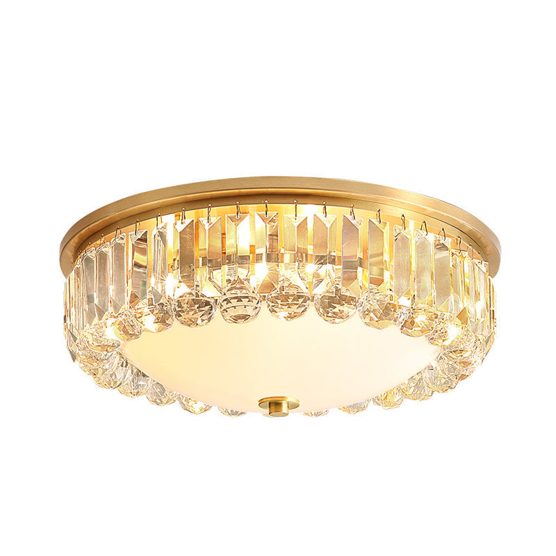 Led Modern Crystal Flush Mount Ceiling Light In Gold Ideal For Bedroom