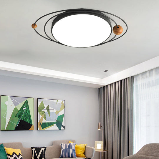 Modern Nordic Led Ceiling Lamp With Round Acrylic Design - 21/26/31 Gray/Green/White
