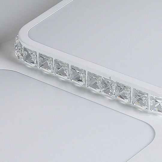 Contemporary Crystal Led Square Flush Mount Lamp – Warm/White Light