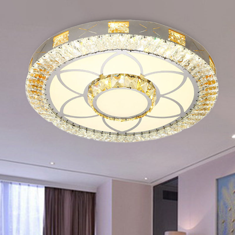 Modern Crystal Led Ceiling Light For Bedroom With White Flush Mount