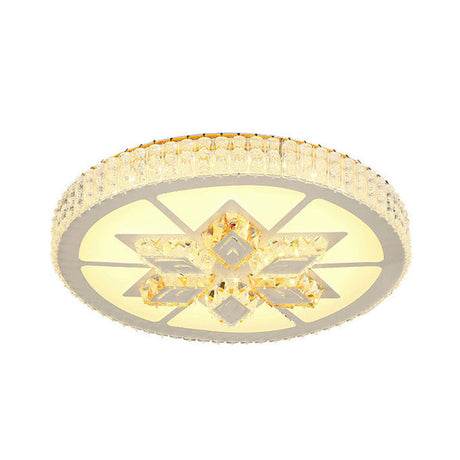 Simple White Led Crystal Flush Mount Lamp - Star/Flower Design | Close To Ceiling Light Fixture For