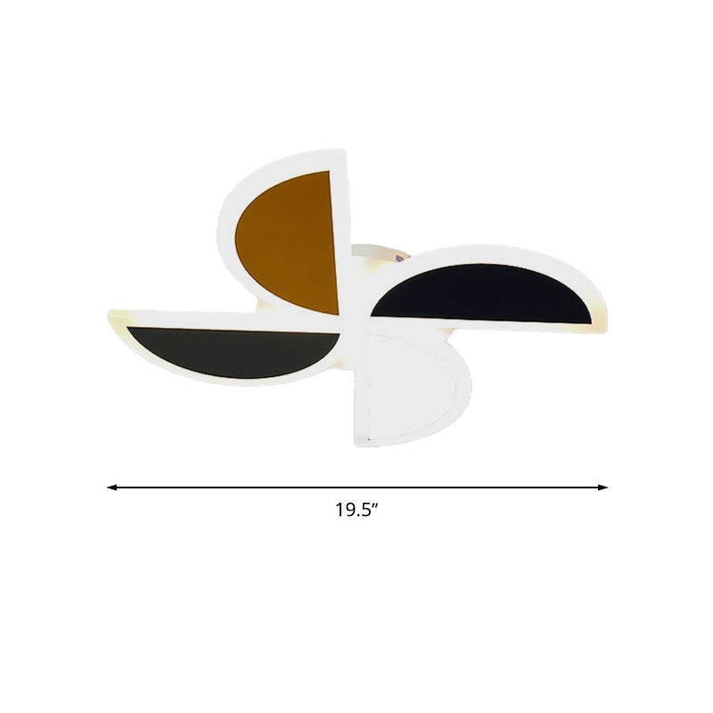 Nordic Windmill Acrylic Led Ceiling Lamp 19.5/23.5 Flush Mount Lighting - Green-Yellow-Pink