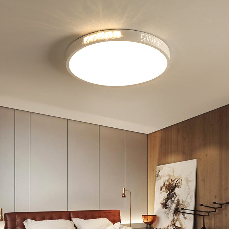 Flush Mounted Led Crystal Ceiling Light With Acrylic Shade - Rectangle/Round Options
