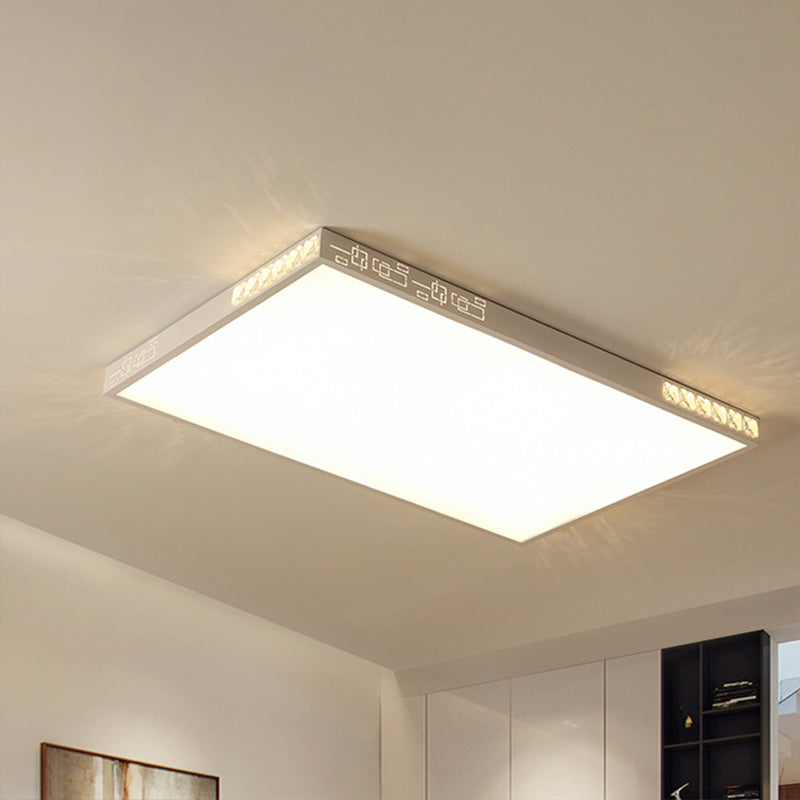 Flush Mounted Led Crystal Ceiling Light With Acrylic Shade - Rectangle/Round Options 16/19.5/23.5