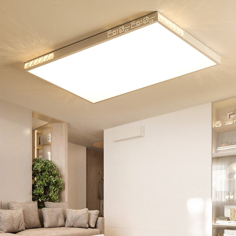 Flush Mounted Led Crystal Ceiling Light With Acrylic Shade - Rectangle/Round Options 16/19.5/23.5