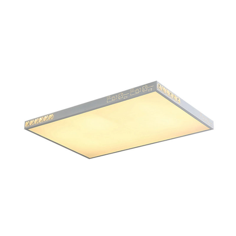 Flush Mounted Led Crystal Ceiling Light With Acrylic Shade - Rectangle/Round Options 16/19.5/23.5